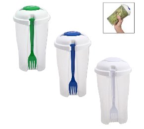 כוס סלט ממותגת עם מזלג מובנה